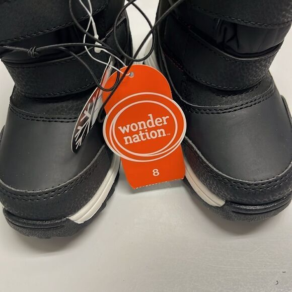 Wonder Nation Black White & Pink Skid Resistant Temperature Rated Winter Boots-8 - Picture 10 of 11